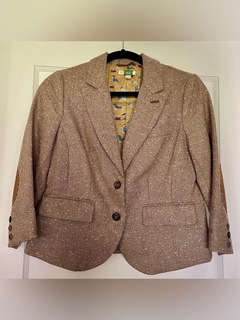 Tweed Blazer with Suede Elbow Patches